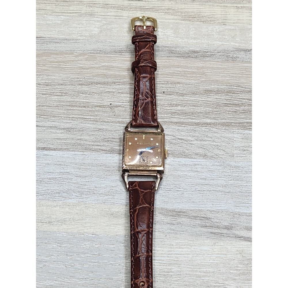 1940's Bulova Conrad Watch 14kt Rose Gold Filled, Running, Runs Fast - Picture 8 of 10